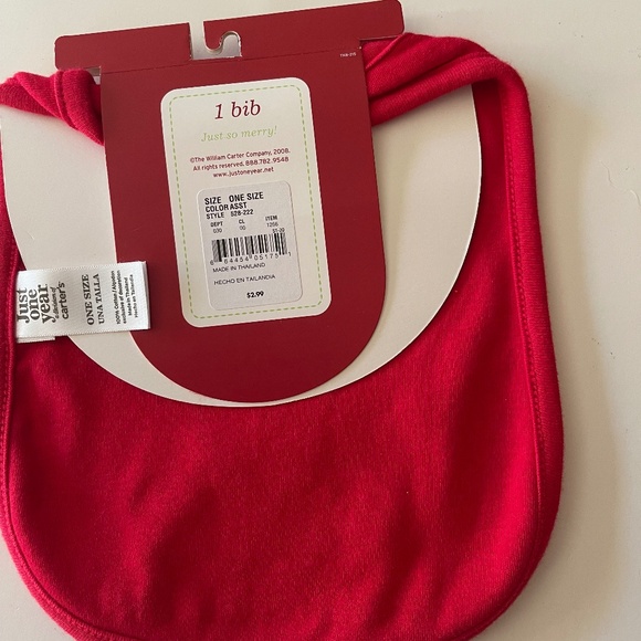 NWT 2 pieces Carter's Just One You red reindeer sleeper pajamas and Bib - Picture 8 of 9